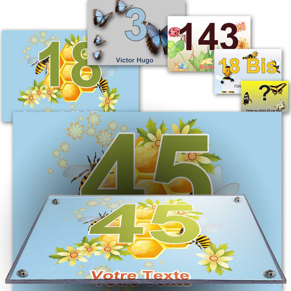 plaque numéro de rue en plexiglass