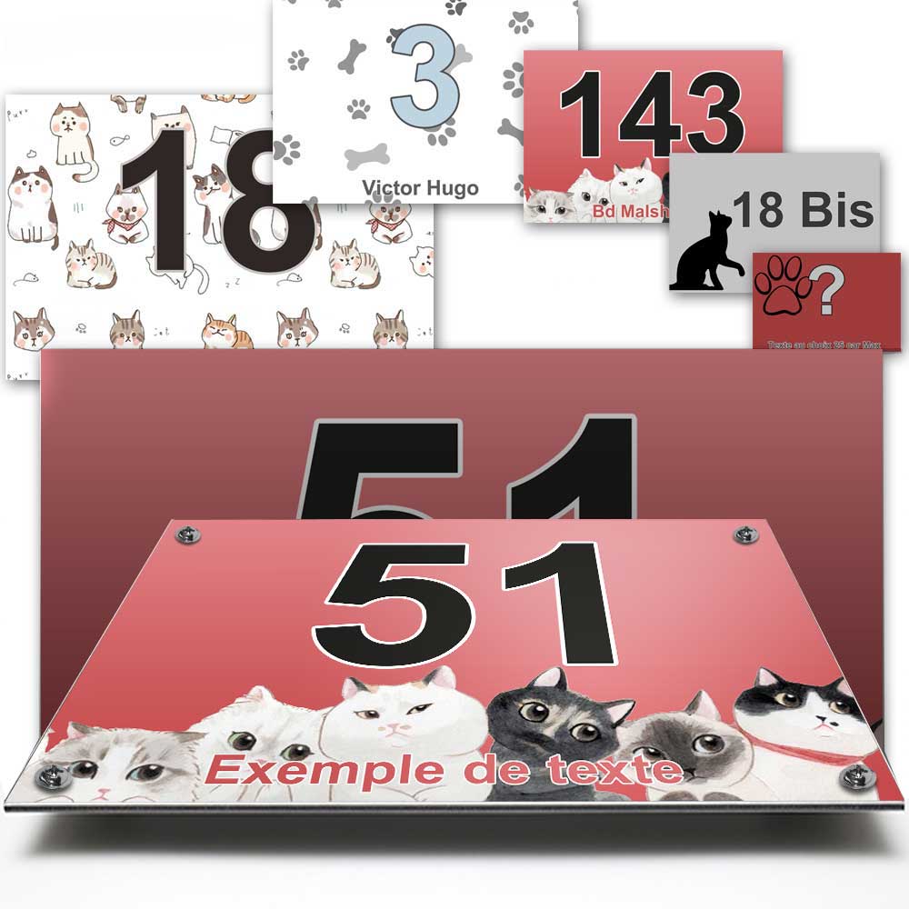 numéros de maison avec des chats
