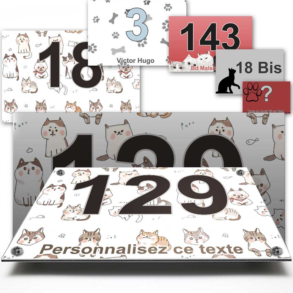 numéro de maison avec des chats