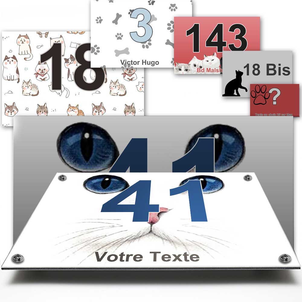 numéro de maison regard de chat