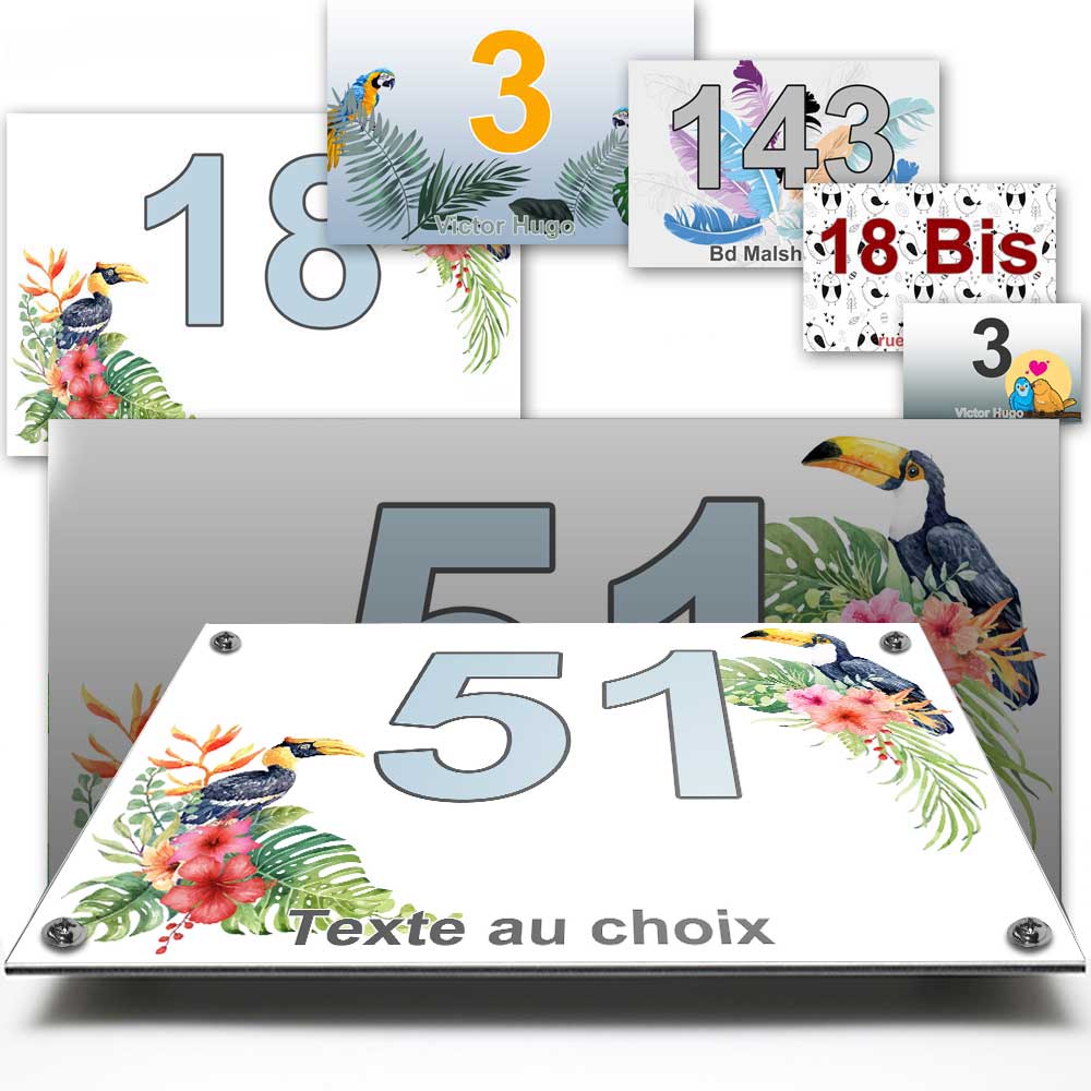 Plaque numéro maison original toucan