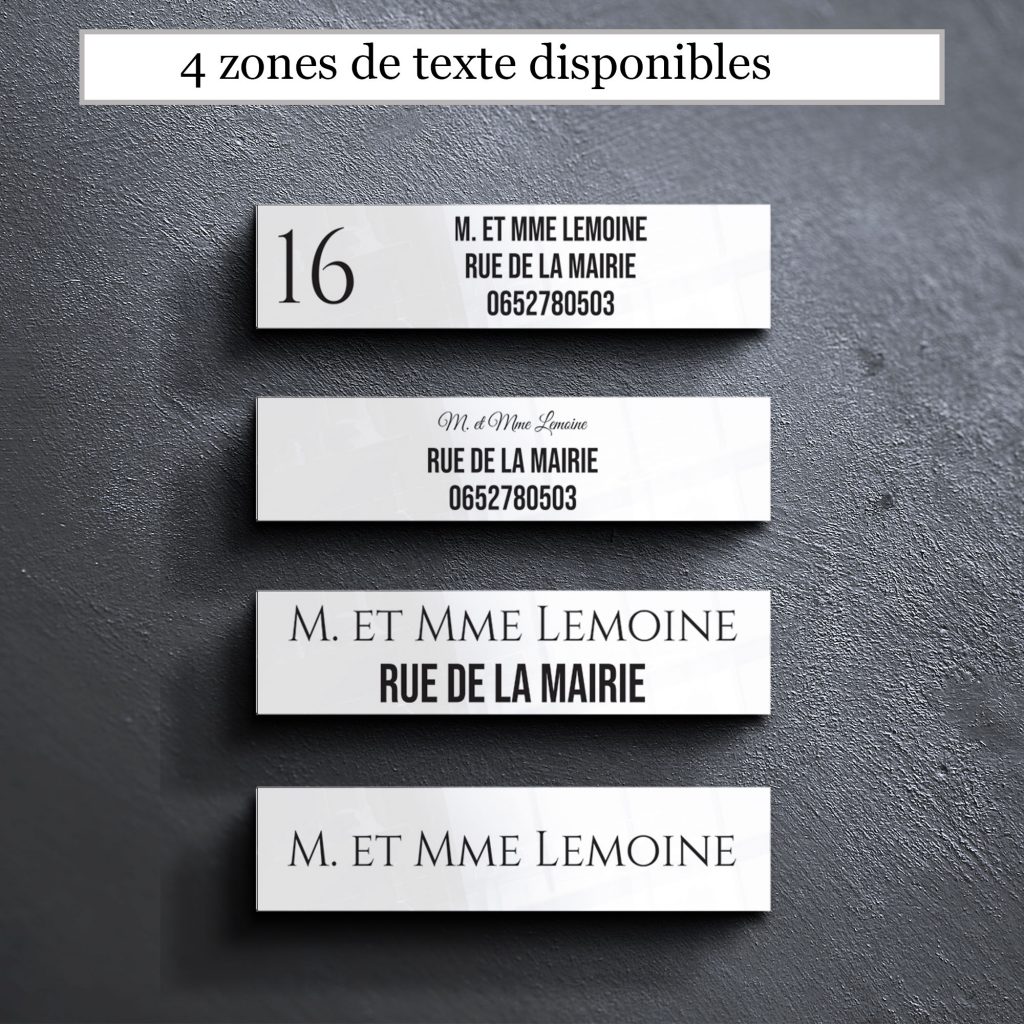 Plaque boîte aux lettres personnalisable 4 lignes
