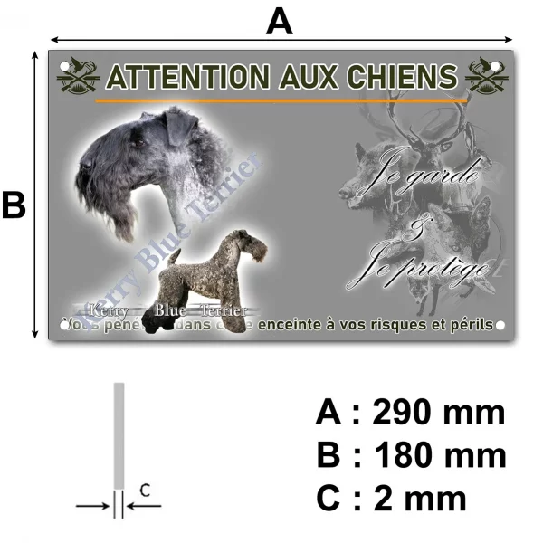 Pancarte Kerry Blue Terrier en portrait et en entier