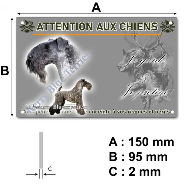 Plaque Kerry Blue Terrier en portrait et en entier