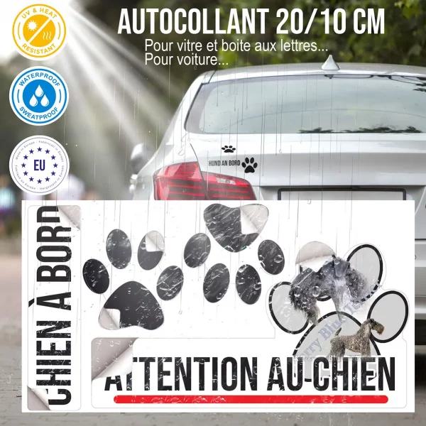 Plaque chien de garde Kerry Blue Terrier en portrait et en entier
