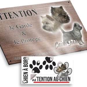 Plaque attention au chien Cairn Terrier en plusieurs poses