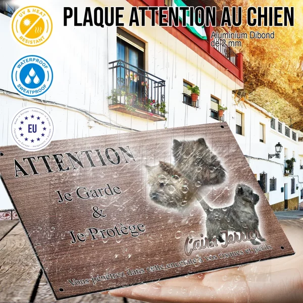 Panneau attention au chien Cairn Terrier en plusieurs poses