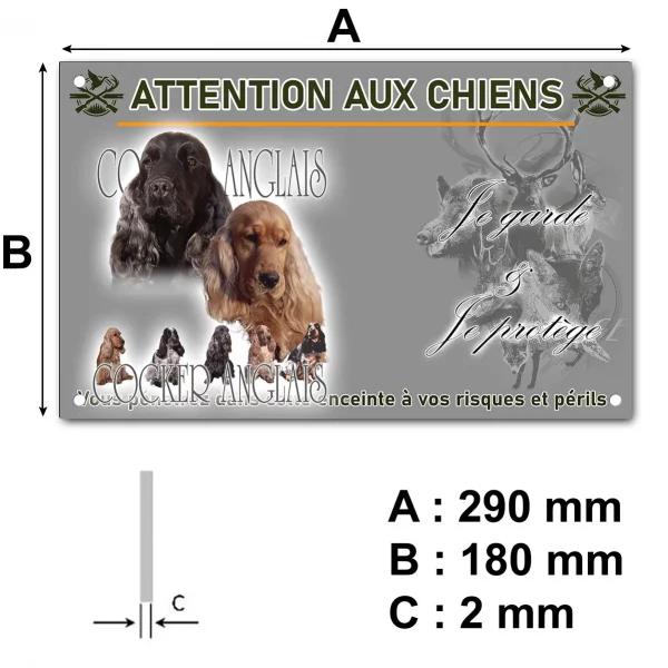 Pancarte Cocker Anglais Portraits de chiens aux fourrures variées