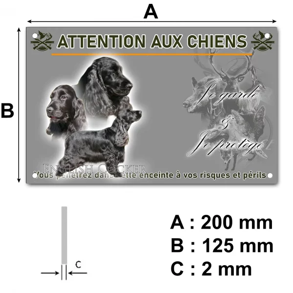 Panneau Trois chiens English Cocker en noir sur fond dégradé
