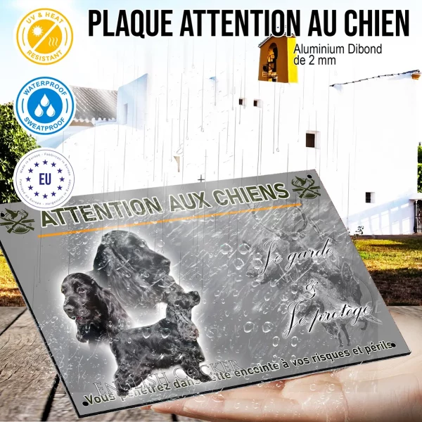 Panneau Trois chiens English Cocker en noir sur fond dégradé