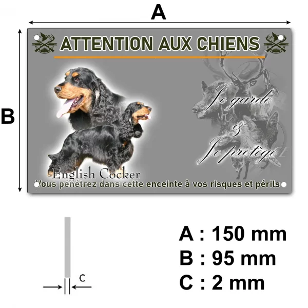 Plaque Deux chiens English Cocker Spaniel sur fond photographique.