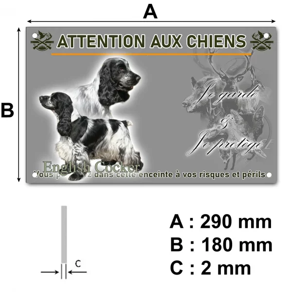 Pancarte Deux English Cockers en pied et en profil