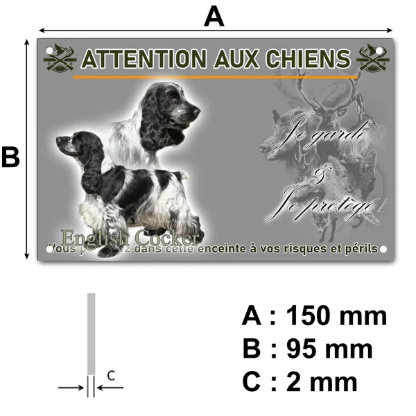 Plaque Deux English Cockers en pied et en profil
