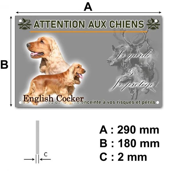 Pancarte Deux English Cockers avec un fond coloré
