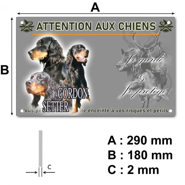 Pancarte Portraits de 3 Gordon Setter avec texte