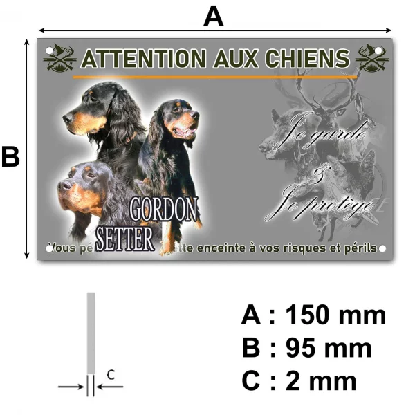 Plaque Portraits de 3 Gordon Setter avec texte