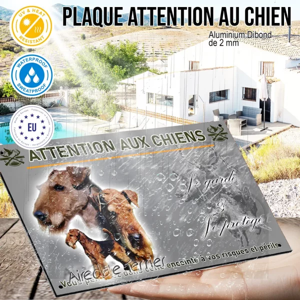 Panneau Trois portraits d'Airedale Terrier avec un chien entier en dessous