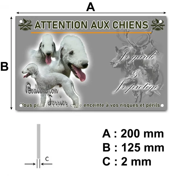 Panneau Trois Bedlington Terriers sur fond transparent