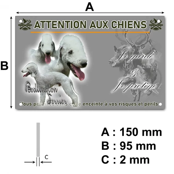 Plaque Trois Bedlington Terriers sur fond transparent
