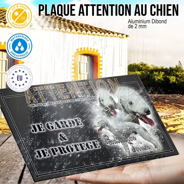 Panneau chien de garde Trois Bedlington Terriers sur fond transparent