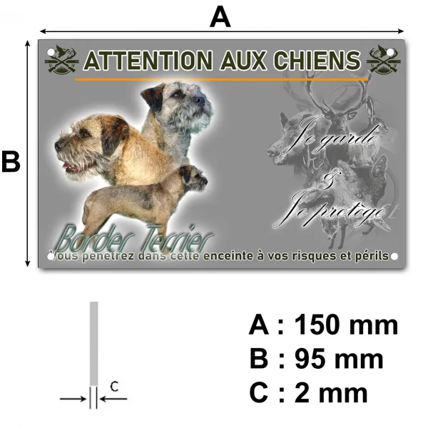 Plaque Trois Border Terriers avec l'inscription Border Terrier