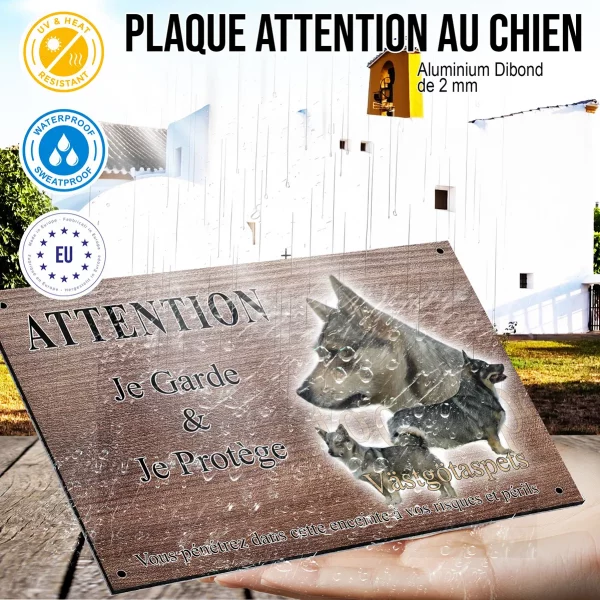 Panneau attention au chien Chien Västgötaspets avec des poses variées