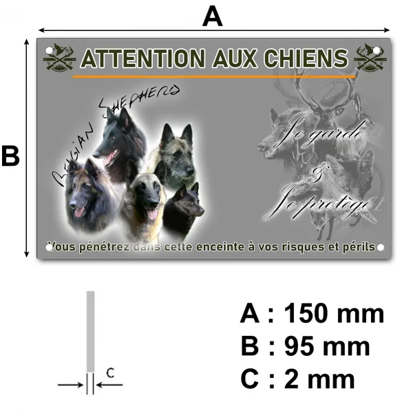 Plaque 5 têtes de chiens de race Belgische Malinois