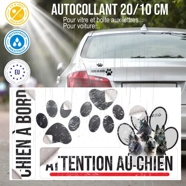 Plaque chien de garde 5 têtes de chiens de race Belgische Malinois