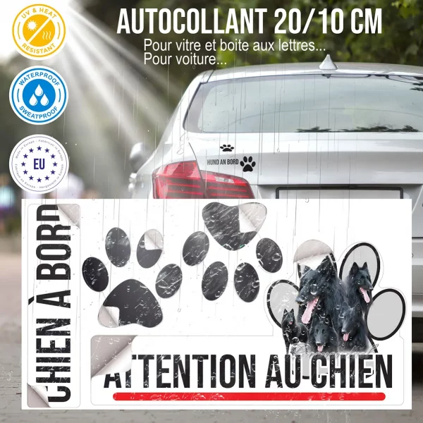 Plaque chien de garde Collage de chiens Groenendael au pelage noir