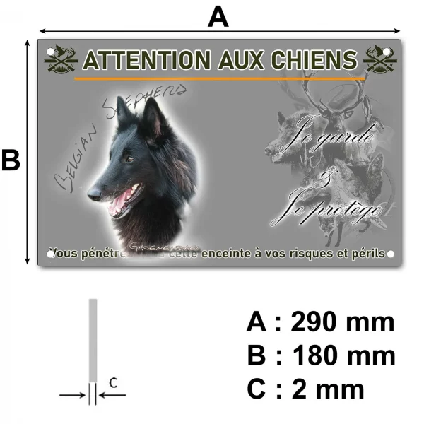 Pancarte Profil d'un chien Groenendael avec un pelage noir.