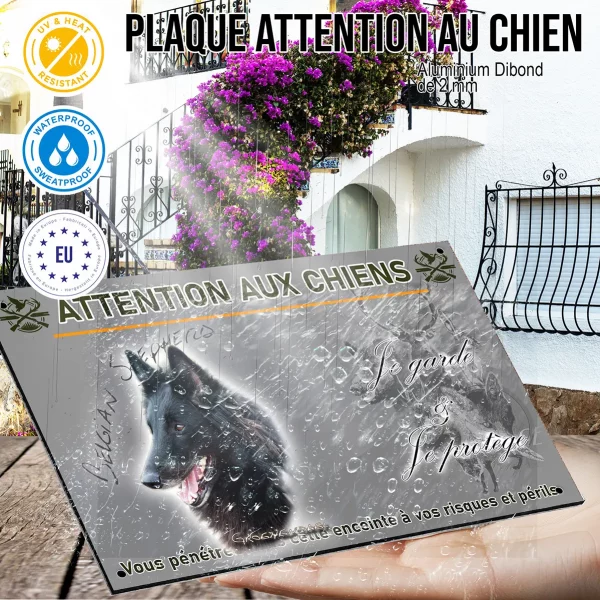 Panneau Profil d'un chien Groenendael avec un pelage noir.