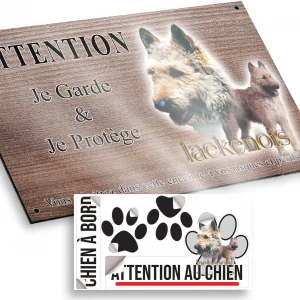 Plaque attention au chien Deux chiens Laekenois