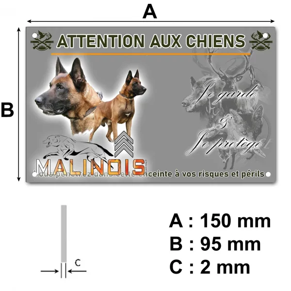 Plaque Chien Malinois en gros plan et en entier