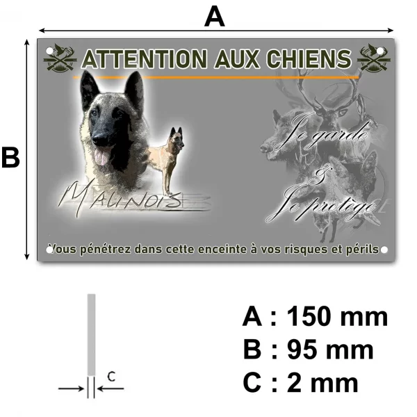 Plaque Illustration de deux chiens Malinois sur fond coloré