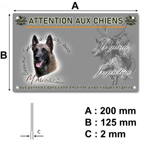 Panneau Malinois belge avec un fond coloré et du texte
