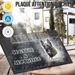 Plaque attention au chien Malinois De Ring, fond gris anthracite, en situation