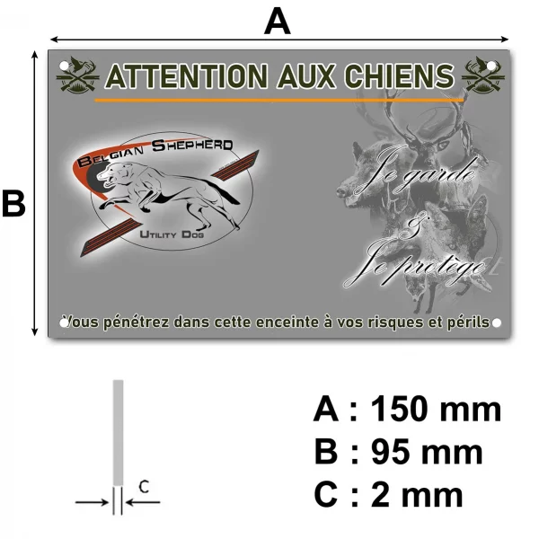 Plaque Image stylisée d'un Belgian Shepherd avec texte