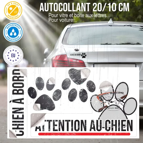 Plaque chien de garde Image stylisée d'un Belgian Shepherd avec texte