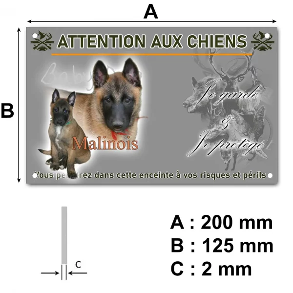 Panneau Un chiot et un chien adulte Malinois