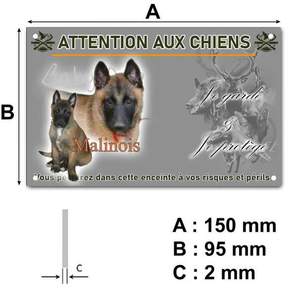 Plaque Un chiot et un chien adulte Malinois