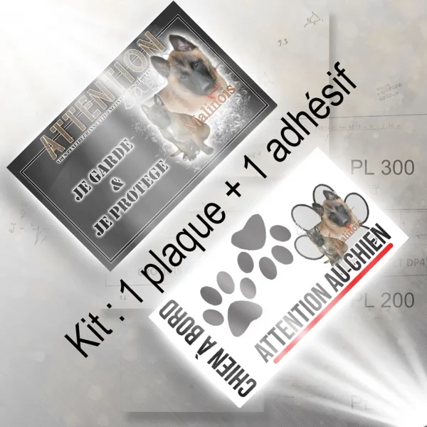 Plaque chien de chasse Un chiot et un chien adulte Malinois