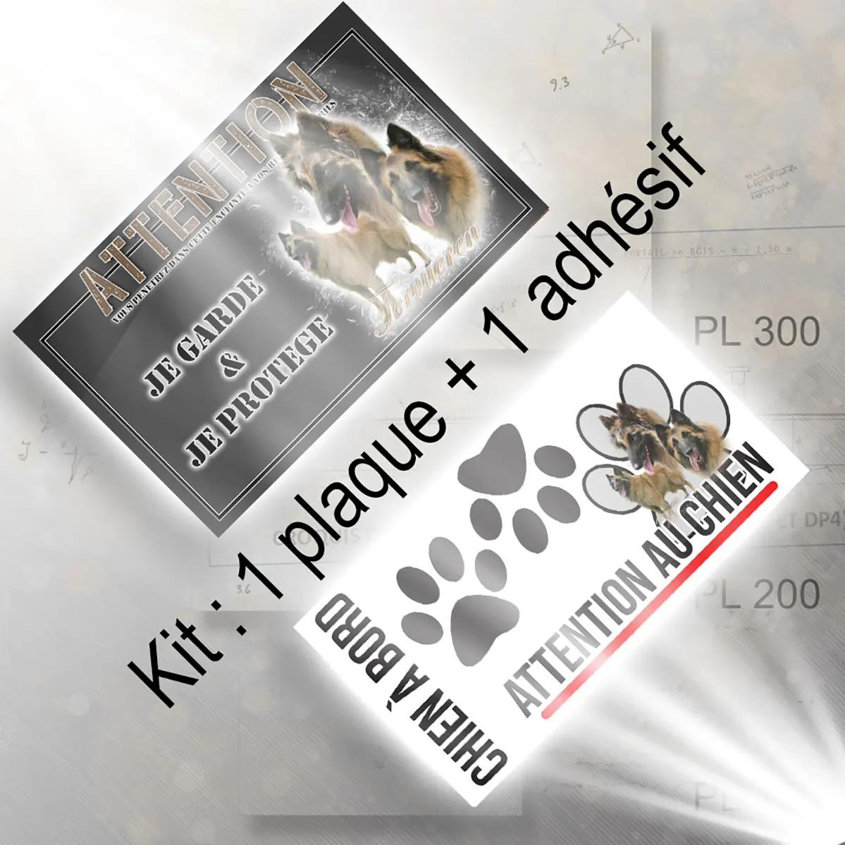 Plaque chien de chasse Trois chiens Tervuren avec sourires