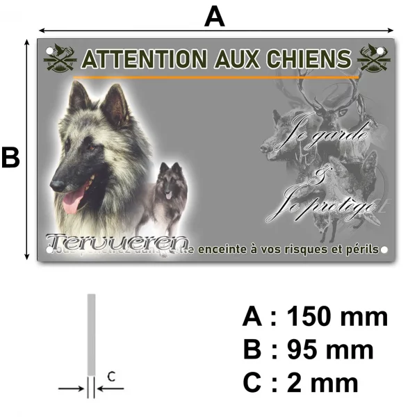 Plaque Chien Tervuren avec un fond léger