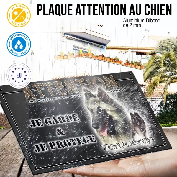 Panneau chien de garde Chien Tervuren avec un fond léger