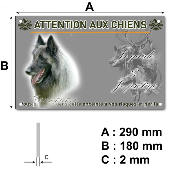 Pancarte Tête d'un Tervuren avec un pelage gris et noir