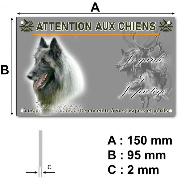 Plaque Tête d'un Tervuren avec un pelage gris et noir
