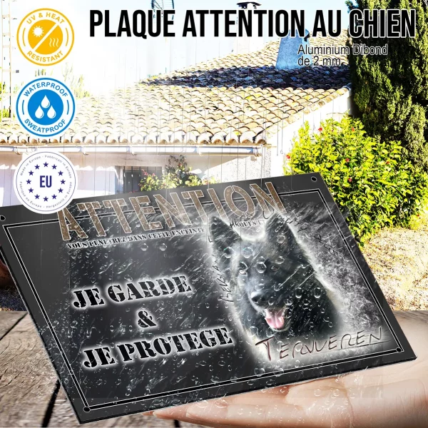 Panneau chien de garde Tête d'un Tervuren avec un grand sourire