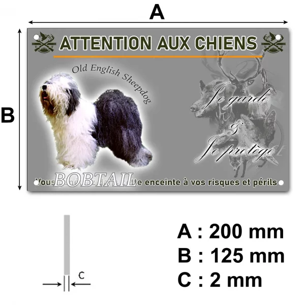 Panneau Image d'un Old English Sheepdog avec écriture