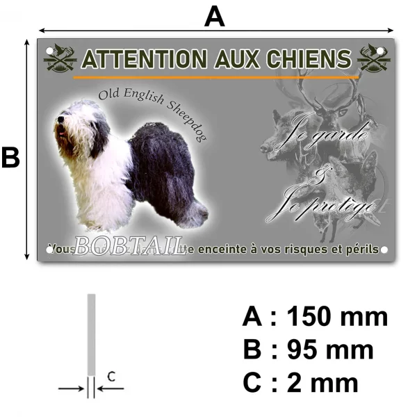 Plaque Image d'un Old English Sheepdog avec écriture