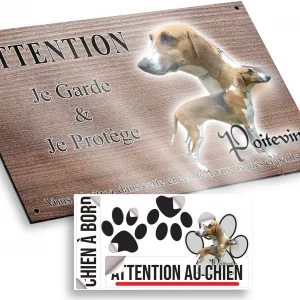Plaque attention au chien Deux chiens Poitevin en gros plan